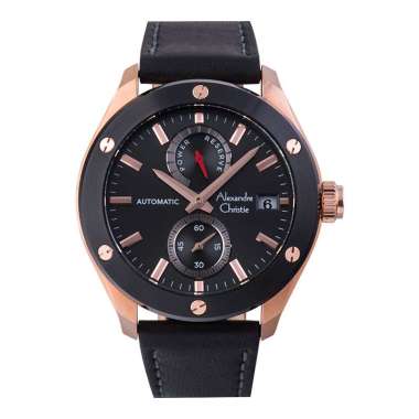Alexandre Christie Automatic AC 3044 MA LBRBA Man Black Dial Leather Strap [Machtwatch] Hitam