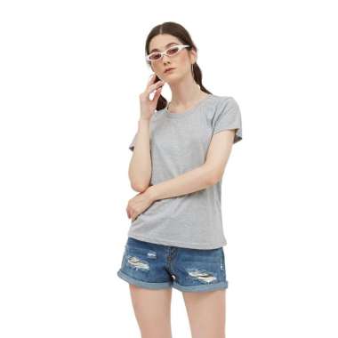 VM Kaos Polos Wanita Lengan Pendek XL Abu Muda