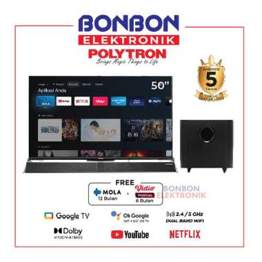 Polytron Smart TV 50 Inch PLD 50BUG5959 / Google TV Cinemax Soundbar