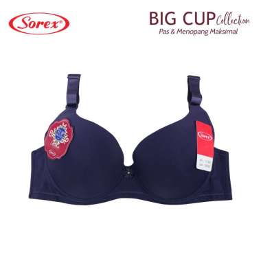 Sorex Bra Cup Besar Ada kawat Kait 3 Big Cup C BH 11188 Vina Series Busa tipis 36 Biru Dongker