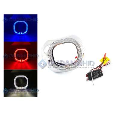 Shroud Projector Hella 5 3" Kotak Cree Angel Eye LED Projie Hella 7 BlUE