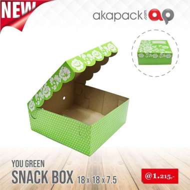 Kotak Nasi Snack Box UK. 18x18x7 Motif Hijau