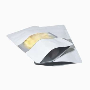 SPMC Ziper Standing Pouch Kombinasi Metalize Hitam ukuran 14x22 Putih