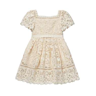 [12.12 Dealcember] Self Portrait Kids Guipure Bow Belt Mini Dress Ivory 7-8