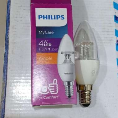 lampu Philip led 4watt candle E14 warna kuning(E14 dratnya)