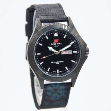 Swiss Army Quartz DHC Kanvas / Nylon SA-1880G Tanggal Hari All Black