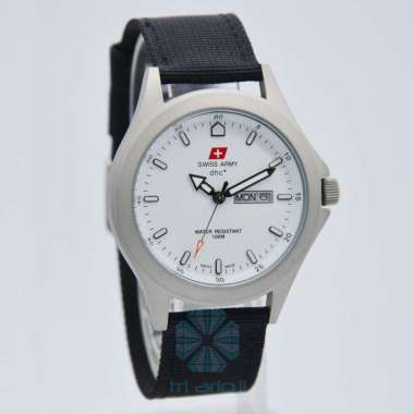 Swiss Army Quartz DHC Kanvas / Nylon SA-1880G Tanggal Hari Doff Putih
