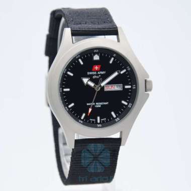 Swiss Army Quartz DHC Kanvas / Nylon SA-1880G Tanggal Hari Doff Hitam
