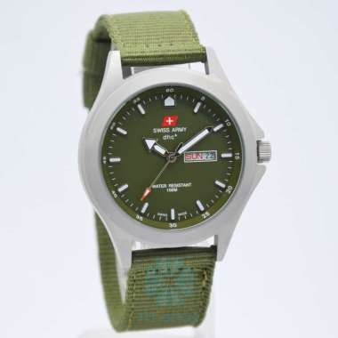 Swiss Army Quartz DHC Kanvas / Nylon SA-1880G Tanggal Hari Doff Hijau