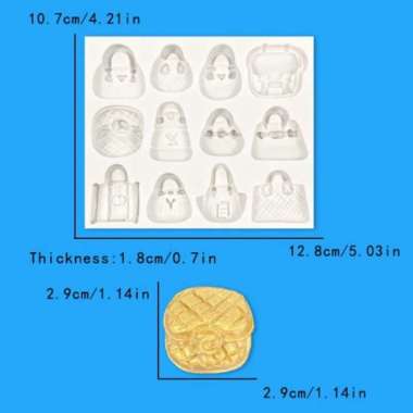 SILICONE MOLD 12 LUXURY MODEL WOMEN BAGS - CETAKAN SILICONE FONDANT