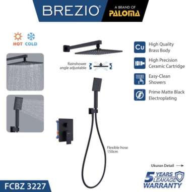 Brezio FCBZ 3227 Keran Shower Tanam Panas Dingin Tembok Kran Air Black Series Bergaransi