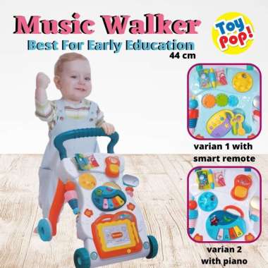 Mainan Bayi Bantu Bayi Latihan Jalan Baby walker Set Hijau Ada Musik Papan Tulis Aman