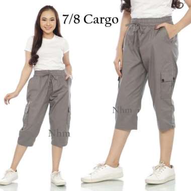 Celana Wanita Katun Street,Celana Wanita Cargo 7/8 Jumbo Jumbo Hitam
