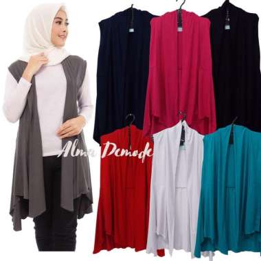 Rompi Cardigan Wanita Saskia, Kardigan tanpa lengan, Outer Muslimah Navy