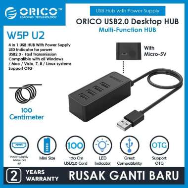 ORICO W5P-U2-100 Desktop HUB 1 m/ USB2.0 Black