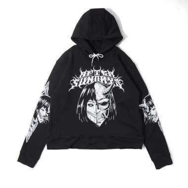 CROP HOODIE OVERSIZE UNFINISHED | ONIMASK | BLACK | AFTERSUNDAYS L