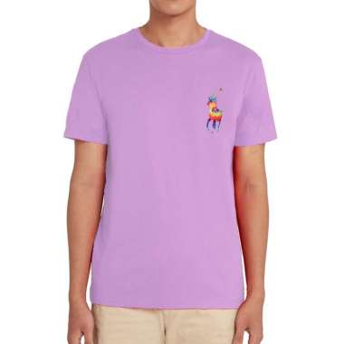 POLO - 7602.69 Mens Jersey Crewneck T-Shirt Big Colorful Pony - Purple XL