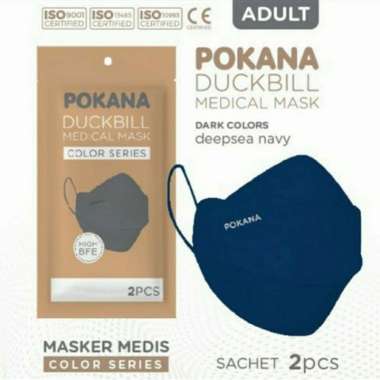 Pokana Duckbill Masker Medis 4 Ply not Sensi Softies Mouson KN95 KF94 Biru Navy