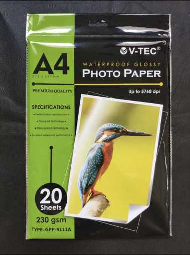 V-TEC Glossy Photo Paper A4 230gsm (Type: GPP-9111A)