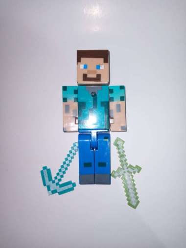 mainan anak action figure minecraft Steve Diamond music action figure STEVE