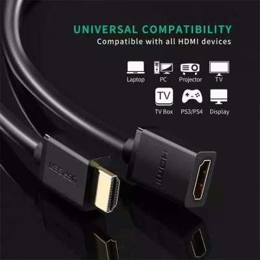 UGREEN Kabel HDMI Female To HDMI Male Cable Extension 4K Monitor Komputer Laptop TV PS4 10142