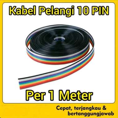 Kabel Pita Pelangi 10Pin Rainbow Flat Cable 10 Pin Kabel IDC 10Pin (Per 1 Meter)