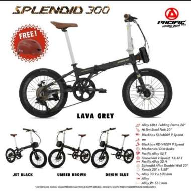 Sepeda Lipat 20 Inch Pacific Splendid 300 Alloy Rem Cakram (Helm Tas)