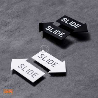 Signage Panah Slide Pintu Toko Geser Sliding Door - INPI House putih