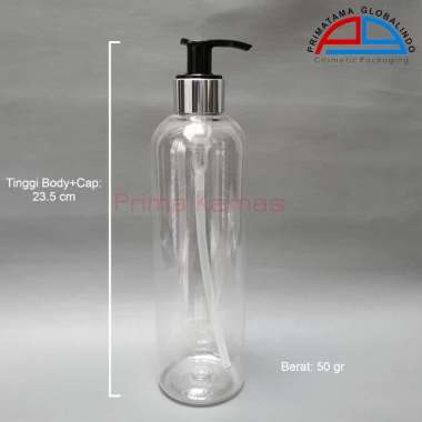 Botol Pump 500 ml - botol sabun - botol sanitizer - PET 500 ml Pump Shinny Silver