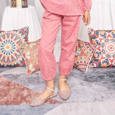 Jogger/ Celana panjang anak brokat Pink/ Rodeo Junior Girl Nature Vibe 6-7 tahun