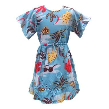 Two Mix Daster Anak Motif Kaktus Usia 0-8 tahun Bahan Kain Rayon Super 4091 2 Biru