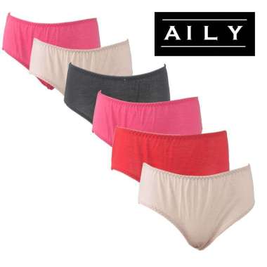 Aily 0002 Celana Dalam Wanita Katun Polos Set 6pcs L