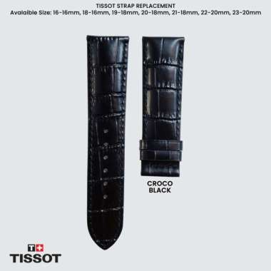 Tali Kulit Jam Tangan / Strap Jam Tangan Kulit 18mm 20mm / Strap Jam 19-18mm Croco Black