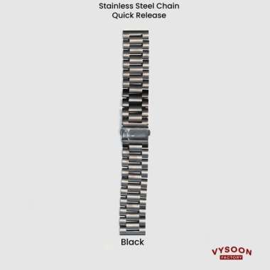 Tali Strap Jam Tangan Rantai Stainless Steel Bracelet 20mm 22mm 24mm 22mm Black