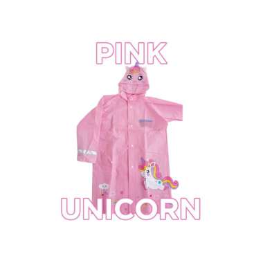 Goto Ageo Raincoat Kids Mantel Jas Hujan Jubah Anak Balita Motif Lucu ECO PINK UNICORN XL