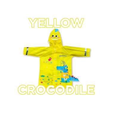 Goto Ageo Raincoat Kids Mantel Jas Hujan Jubah Anak Balita Motif Lucu YELLOW CROCODILE XL