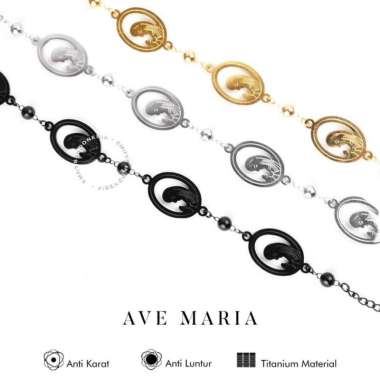 Emrys AVE MARIA Bracelet Real Titanium Anti Karat Gelang Titanium Pria Wanita Silver