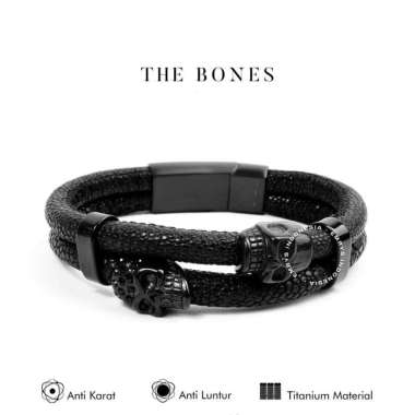 The Bones - Gelang kulit pria Gold