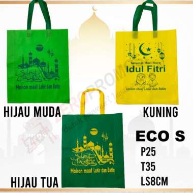 Tas lebaran Idul Fitri - Eid Mubarak - Tas Kain Model Eco Bag Custom Small Kuning