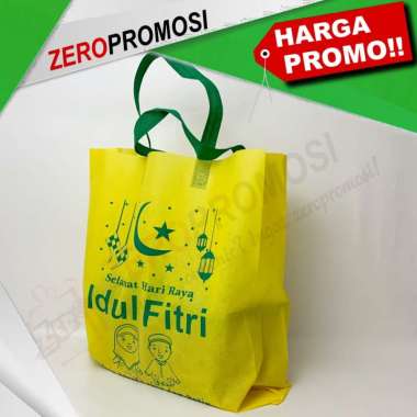 Tas lebaran Idul Fitri - Eid Mubarak - Tas Kain Model Eco Bag Custom Large Kuning