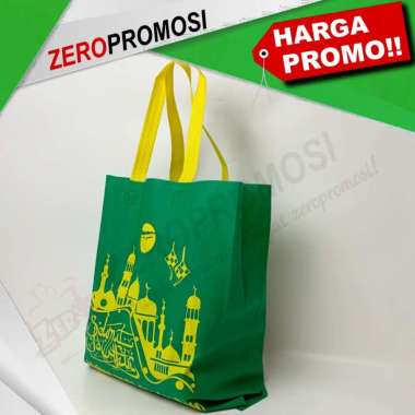 Tas lebaran Idul Fitri - Eid Mubarak - Tas Kain Model Eco Bag Custom Small Hijau tua