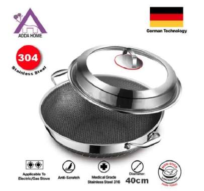 PREMIUM Wajan Wok Pan Stainless 304 Anti Gores Anti Lengket E