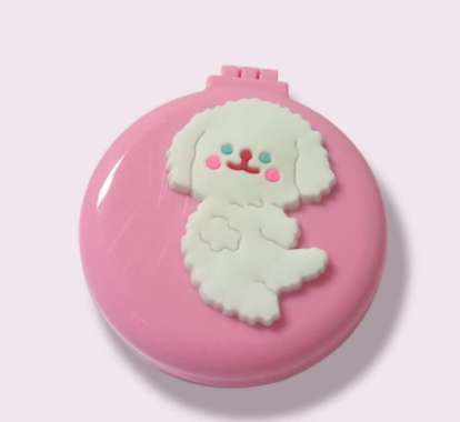 Cermin Kaca Sisir Lipat Mini Lucu / Sisir Cermin Kaca Bulat Cs003/Pink
