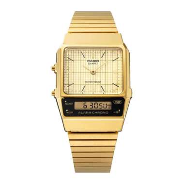 CASIO AQ-800EG-9ADF Jam Tangan Pria Wanita Dual Time Kuning Gold Retro