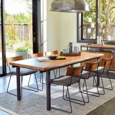 MODERN - set meja makan modern kayu jati + 6 kursi makan