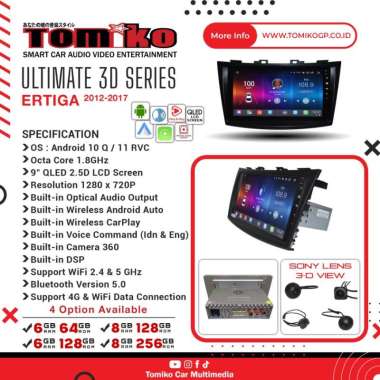 Head Unit Android Tomiko OEM Ultimate 3D Series for Ertiga 2012 - 2017 6GB | 64GB
