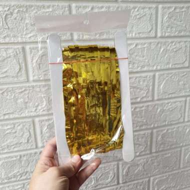 Grosir Backdrop Foil / Tirai Foil / Rumbai / Pesta Curtain Laser Gold