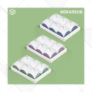 Box Lebaran Pie Packaging Mika Sekat 6 Dus Kue Idul Fitri | WB Pie 6 Alas Blue Box White