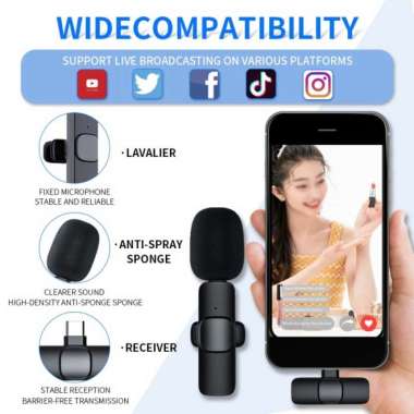 WIRELESS MICROPHONE IPHONE LIGHTNING MIC LAVALIER HP VLOG LIVE YOUTUBE
