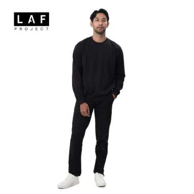 Sweater Sweatshirt Crewneck Pria Wanita Unisex Basic Polos Black LAF Project XL